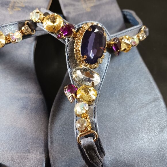Patrizia By Spring Step Jeweled Blue Thong Sandal size 40 / US size 9 - Picture 5 of 10